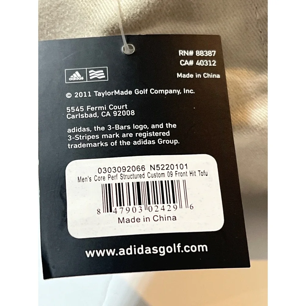 Adidas Mens Core Perf Structured Custom 09 Golf Hat Tan Beige N5220101 NWT